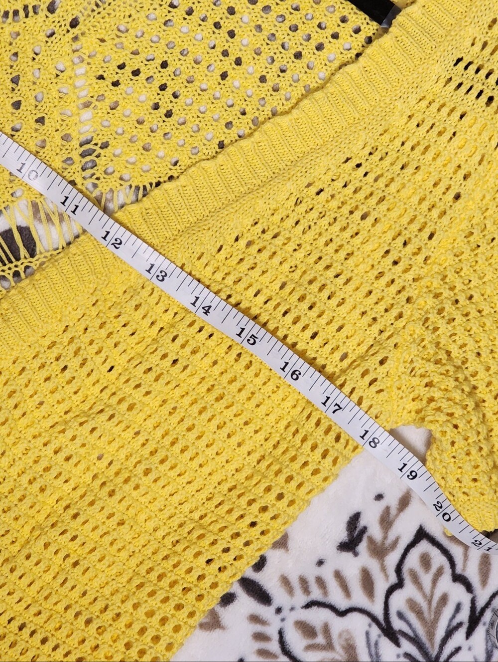 Cato Open-Front Yellow Crochet Short-Sleeve Cardigan - Picture 7 of 9